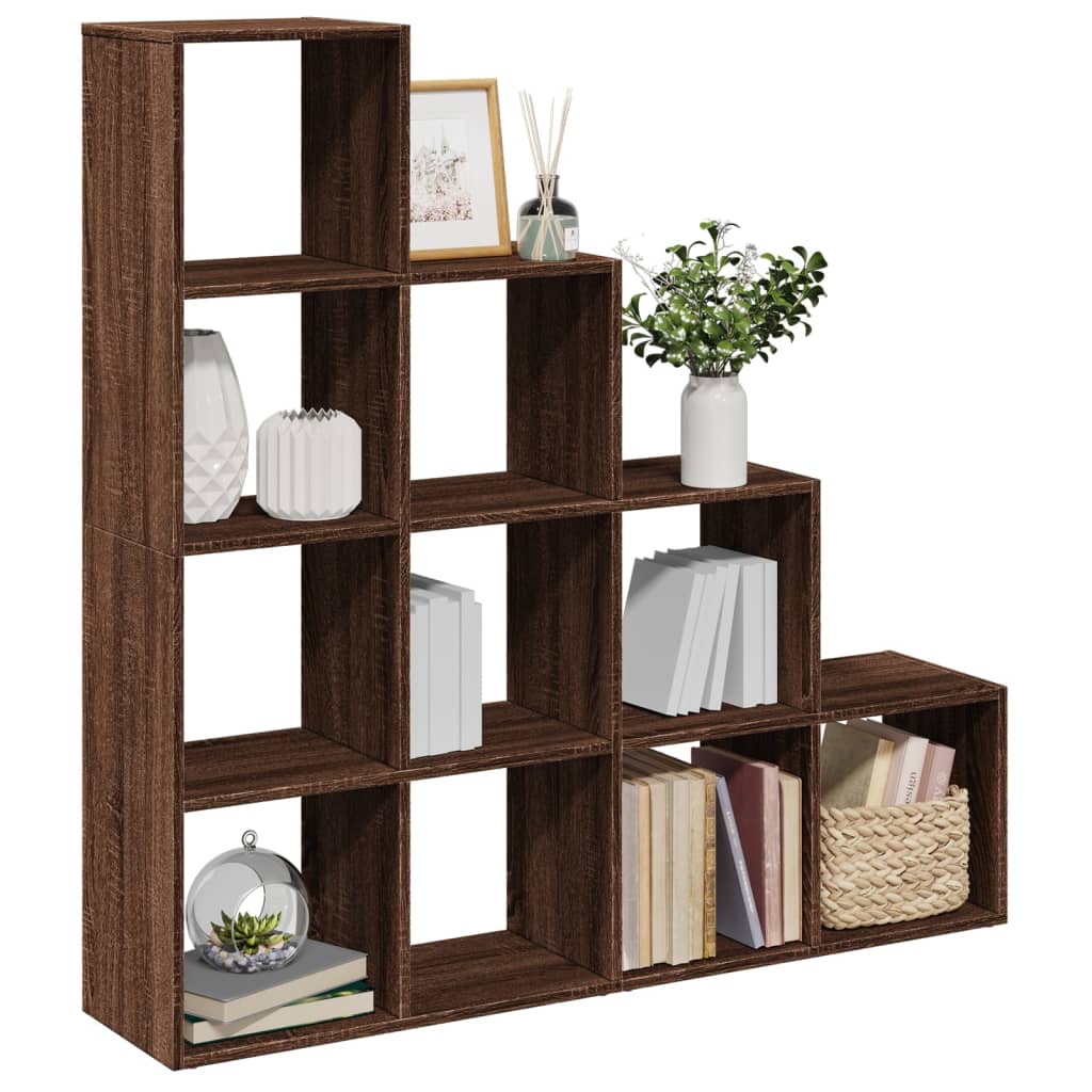 Vetonek Librería divisora 4 niveles marrón roble 131,5x29x131,5 cm