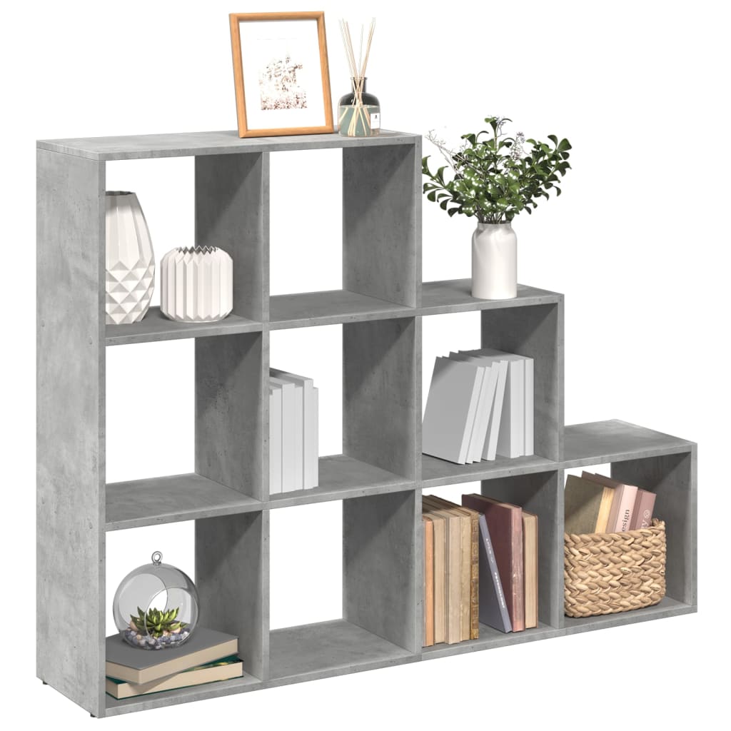 Vetonek Librería divisora 3 niveles madera gris 137,5x29x103,5 cm