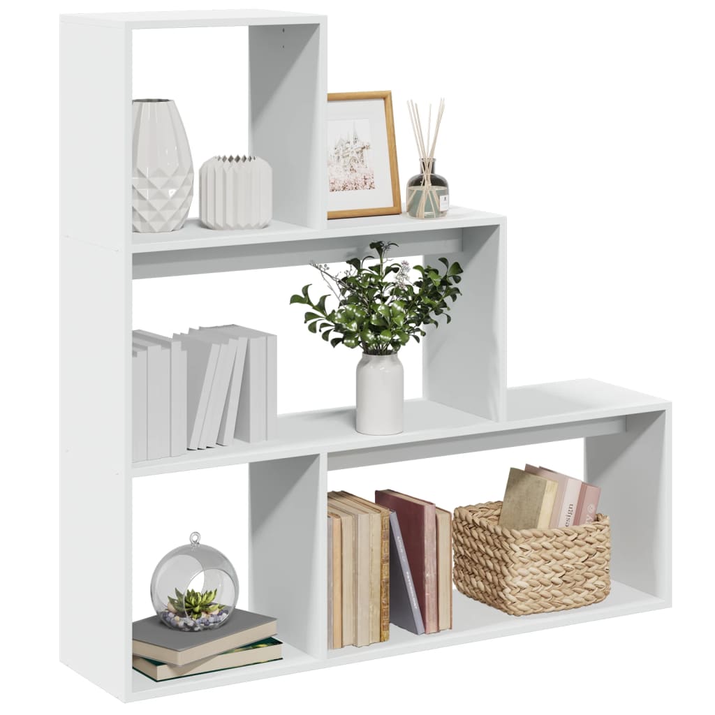 Vetonek Librería divisora 3 niveles madera blanca 123x29x123 cm