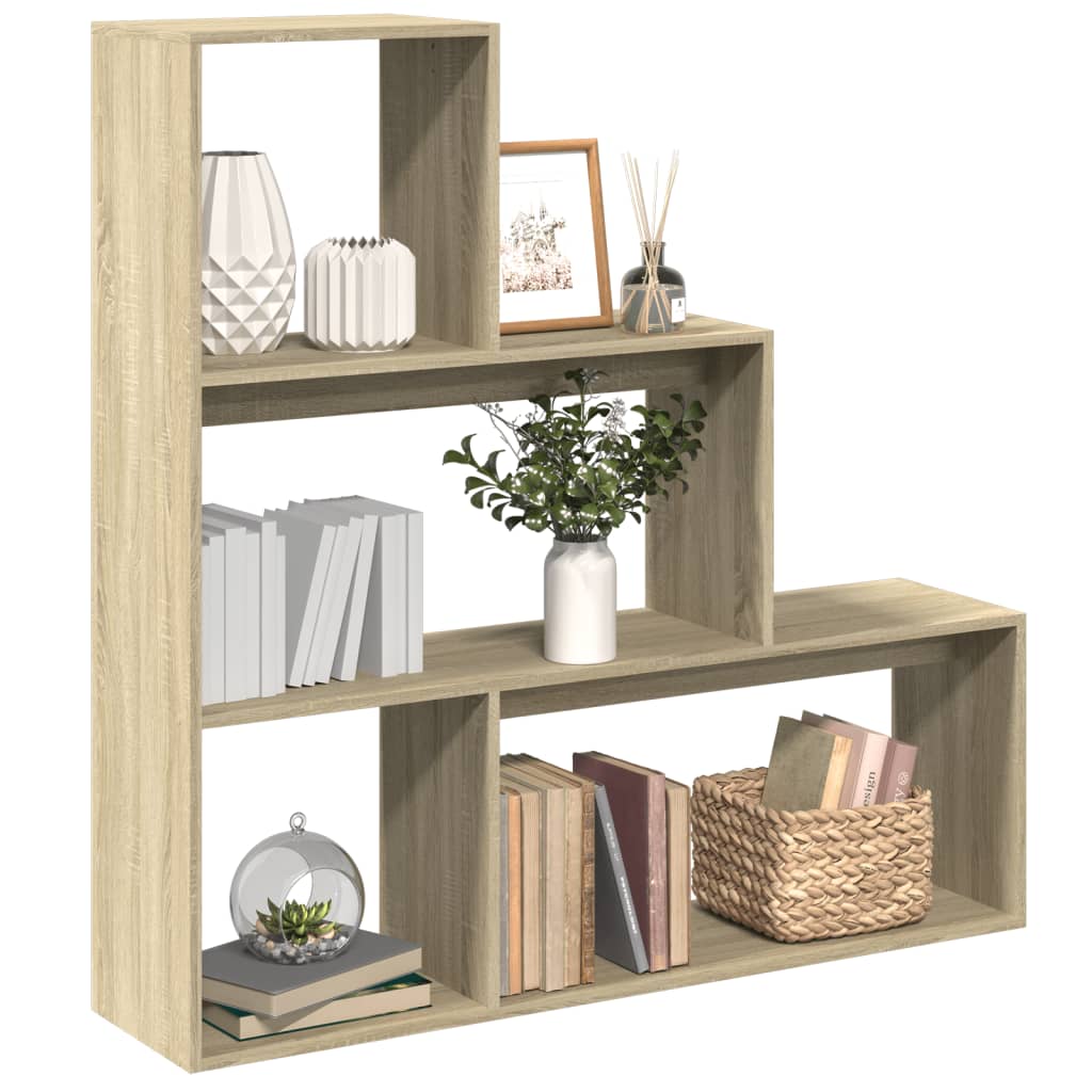 Vetonek Librería divisora 3 niveles madera roble Sonoma 123x29x123 cm