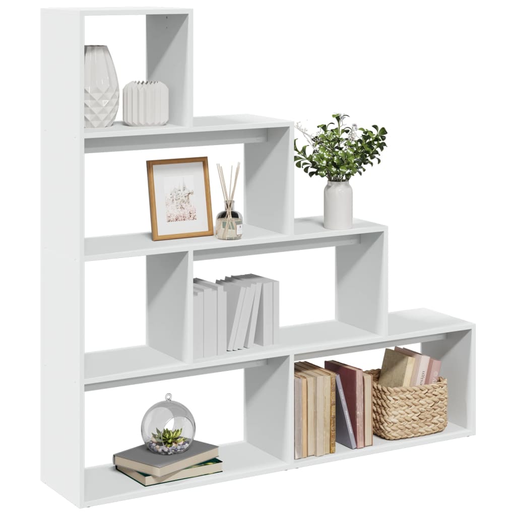 Vetonek Librería divisora 4 niveles madera blanca 143,5x29x143,5 cm