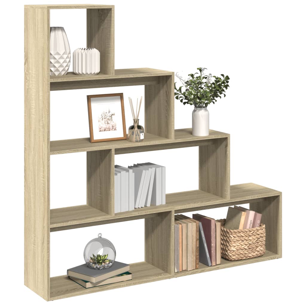 Vetonek Librería divisora 4 niveles madera Sonoma 143,5x29x143,5 cm