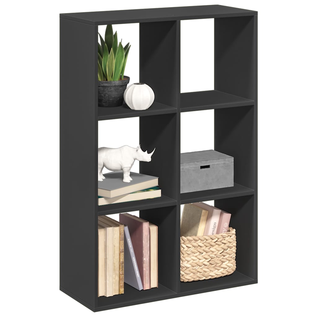 Vetonek Librería divisora madera de ingeniería negra 69,5x29x103,5 cm