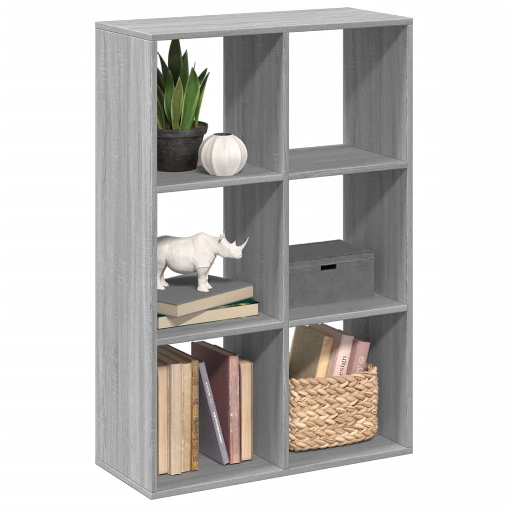 Vetonek Librería divisor madera ingeniería gris Sonoma 69,5x29x103,5 cm