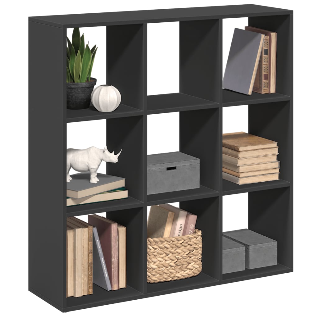 Vetonek Librería divisora madera de ingeniería negra 102x29x103,5 cm