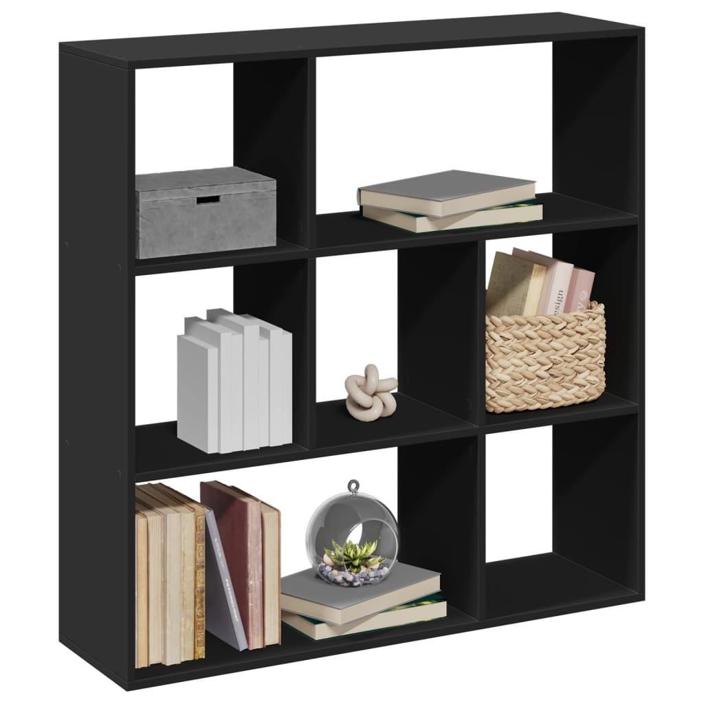 Vetonek Librería divisora madera de ingeniería negra 102x29x103,5 cm