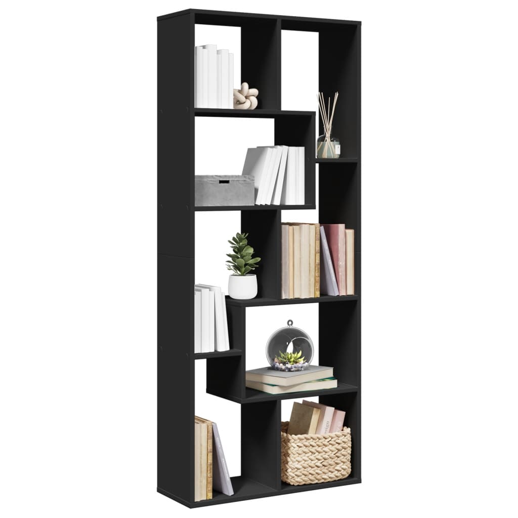 Vetonek Librería divisora madera de ingeniería negra 67x25x161,5 cm