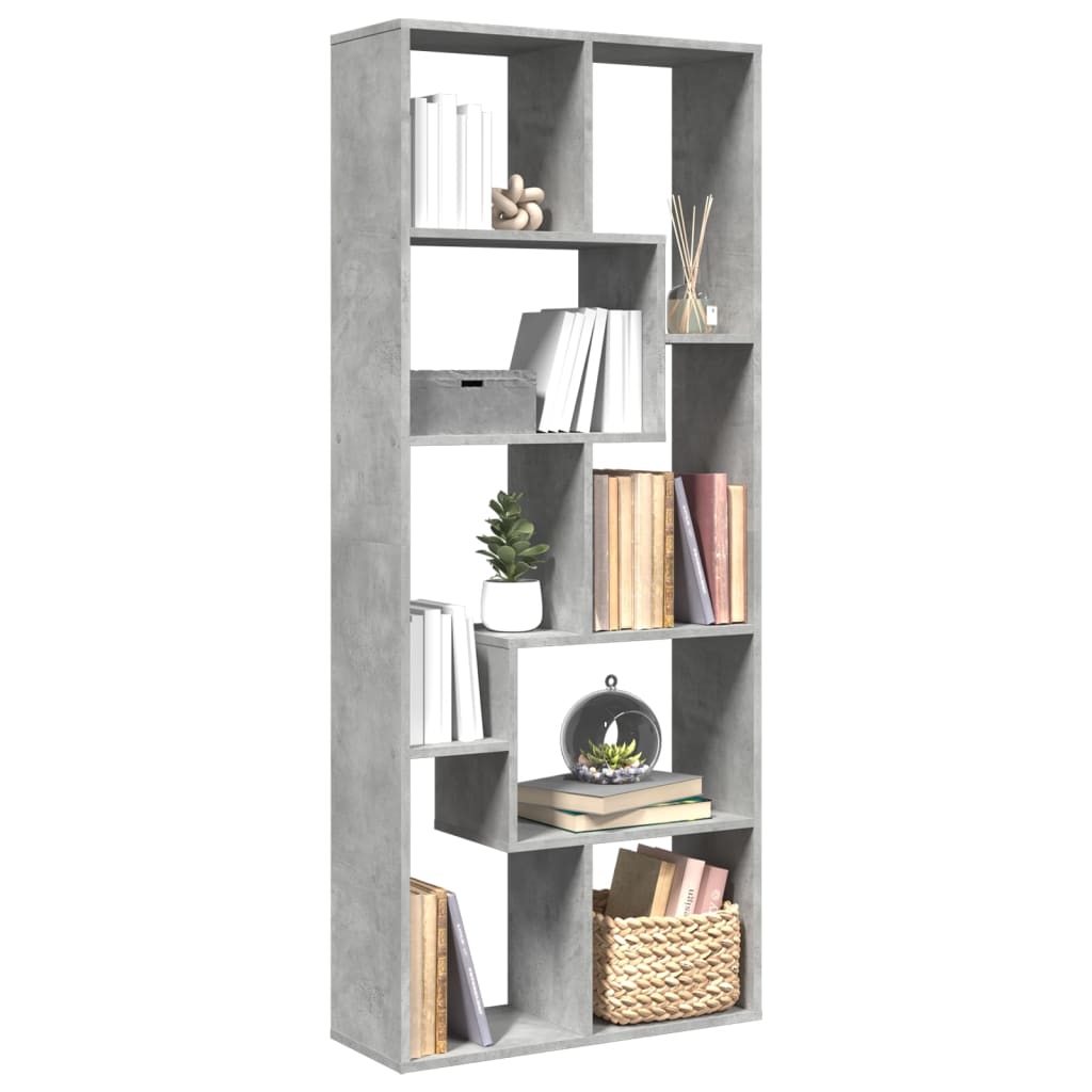 Vetonek Librería divisora madera ingeniería gris hormigón 67x25x161,5cm