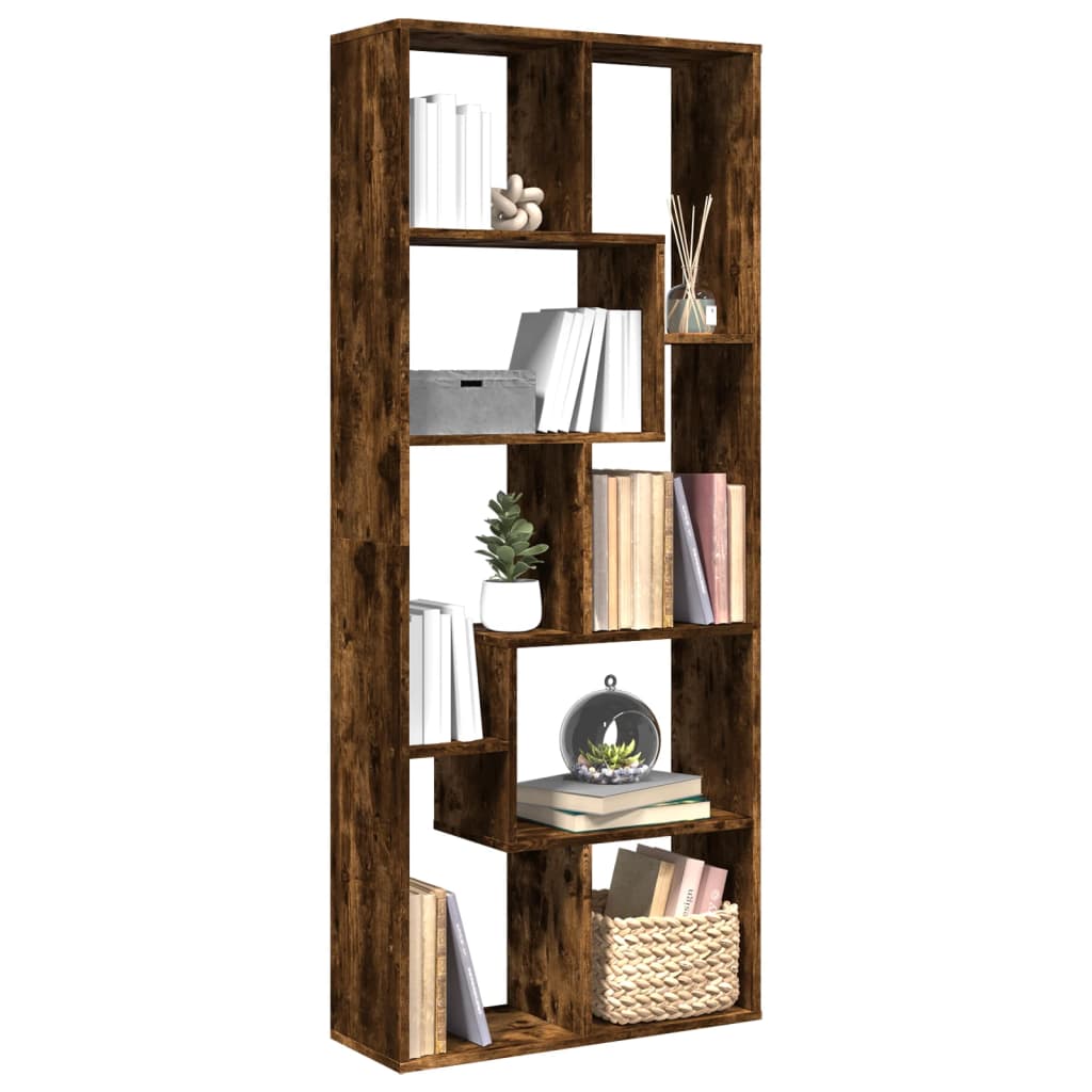 Vetonek Librería divisora madera ingeniería roble ahumado 67x25x161,5cm