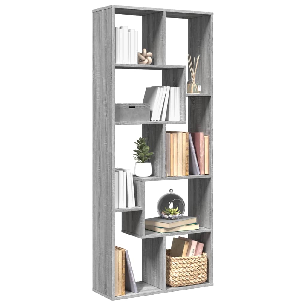 Vetonek Librería divisora madera ingeniería gris Sonoma 67x25x161,5 cm