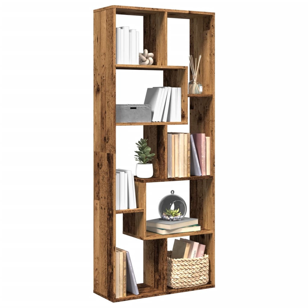 Vetonek Librería divisora madera ingeniería envejecida 67x25x161,5 cm