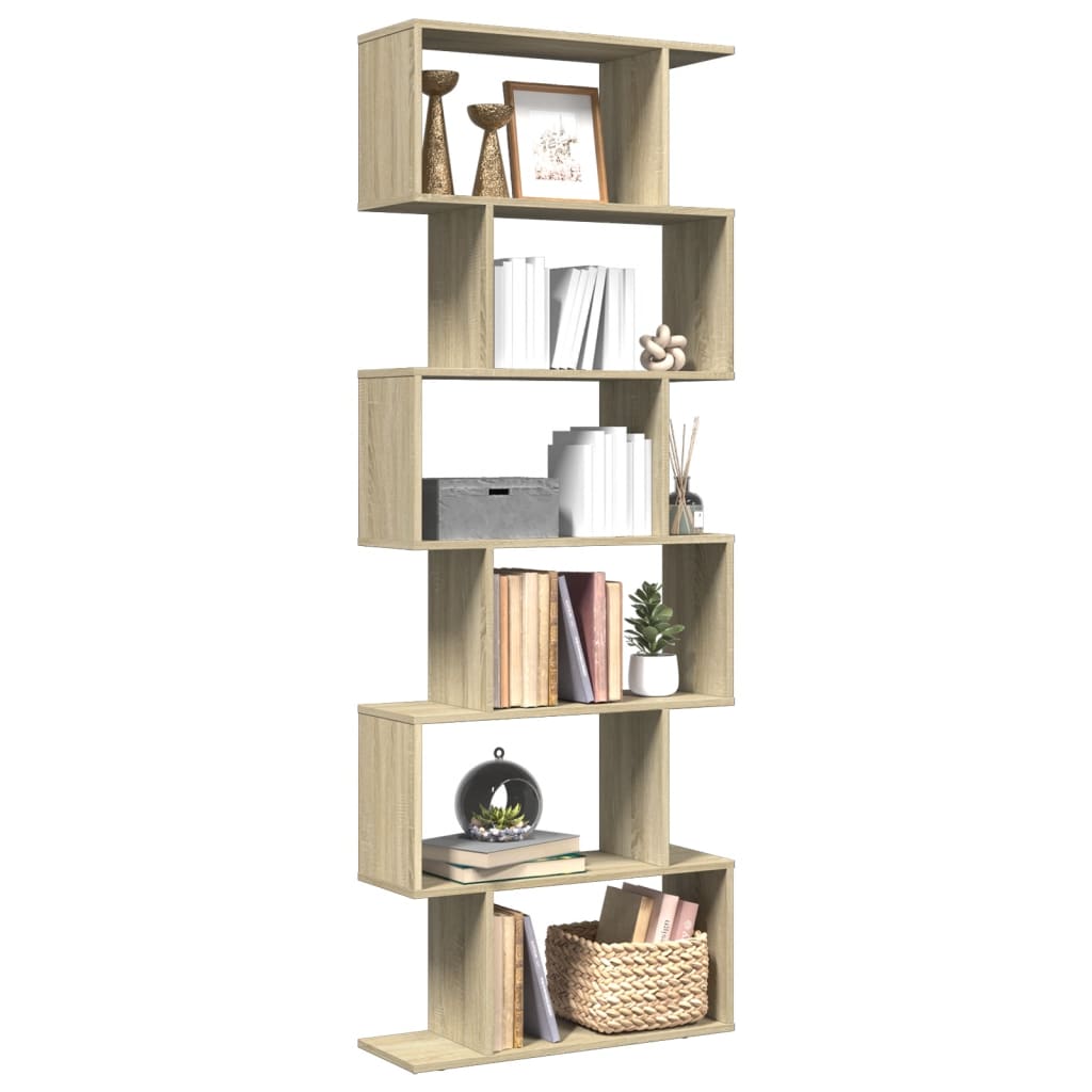 Vetonek Librería divisora 6 niveles madera roble Sonoma 70x24x193 cm