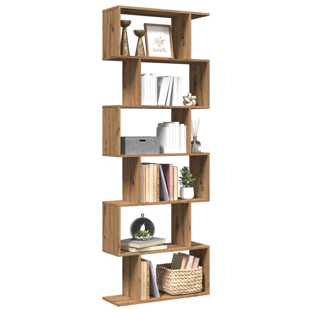 Vetonek Librería divisora 6 niveles madera roble artisan 70x24x193 cm