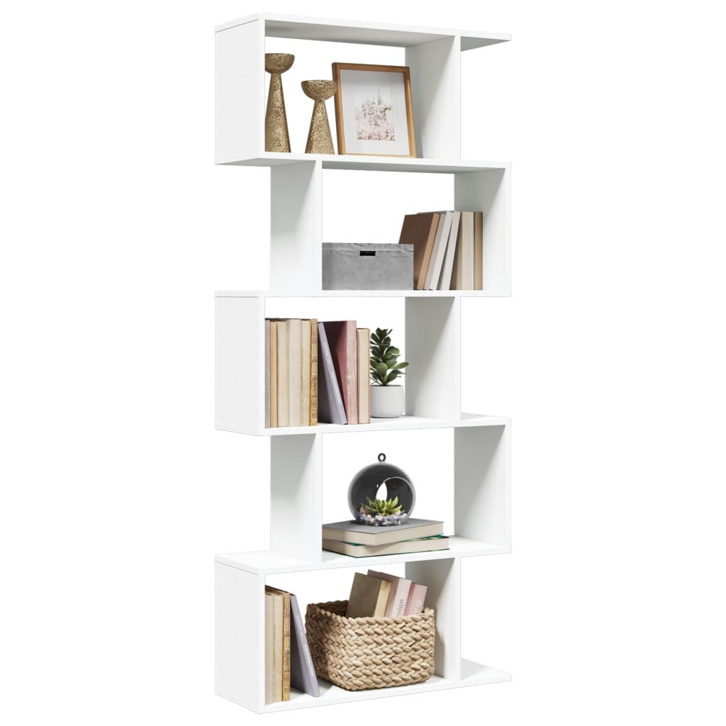 Vetonek Librería divisor 5 niveles madera ingeniería blanco 70x24x161cm