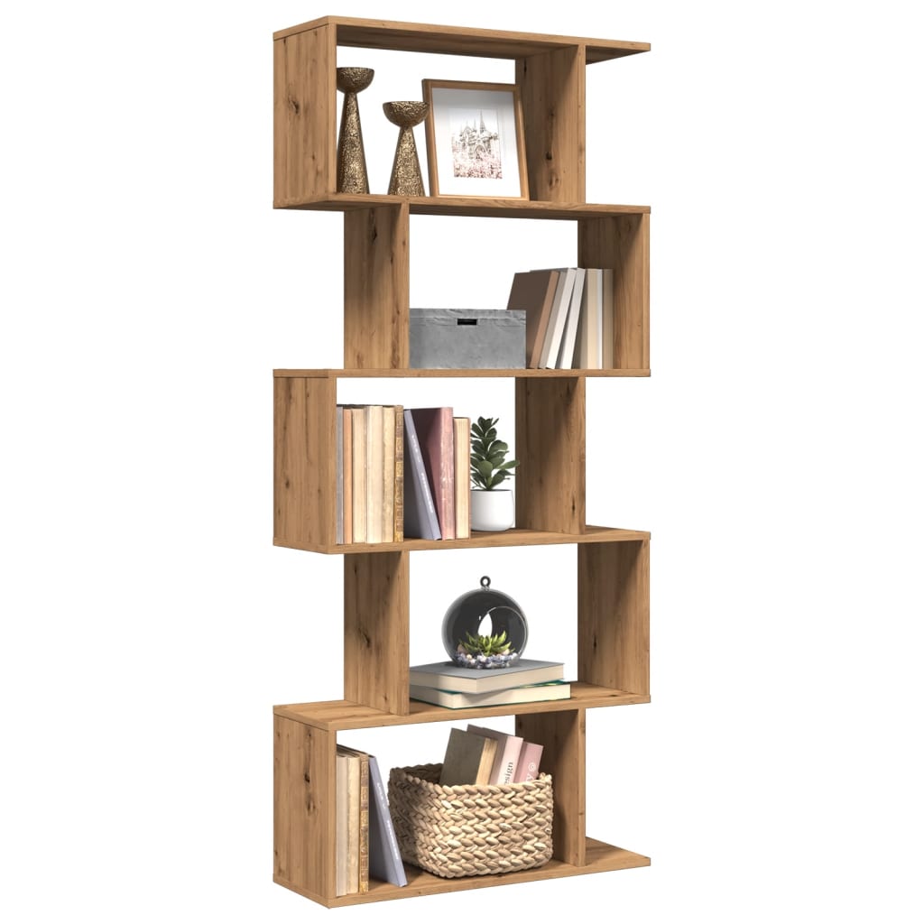 Vetonek Librería divisora 5 niveles madera roble artisan 70x24x161 cm