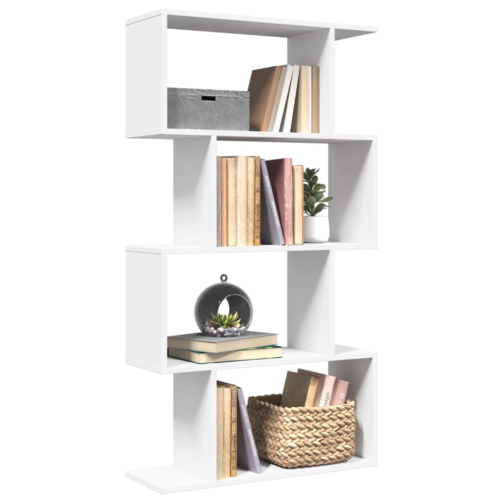 Vetonek Librería divisor 4 niveles madera ingeniería blanco 70x24x129cm