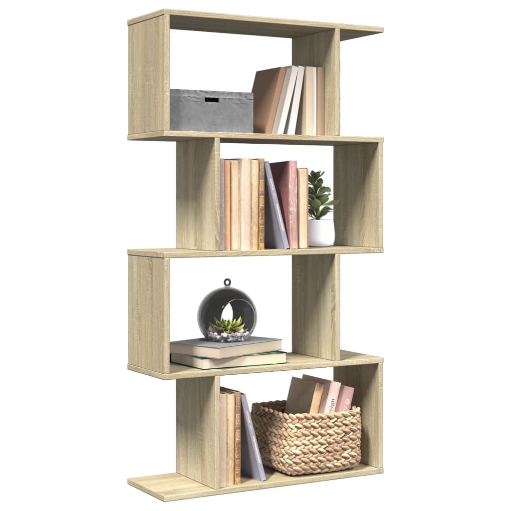 Vetonek Librería divisora 4 niveles madera roble Sonoma 70x24x129 cm