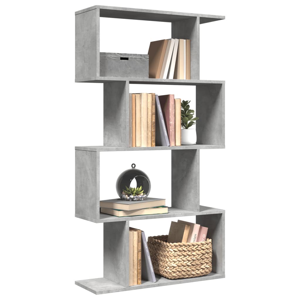 Vetonek Librería divisora 4 niveles madera gris hormigón 70x24x129 cm