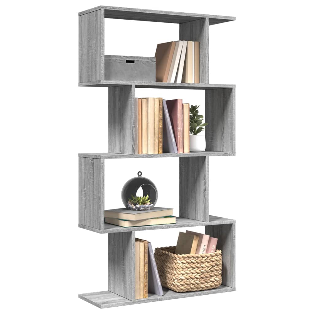 Vetonek Librería divisora 4 niveles madera gris Sonoma 70x24x129 cm