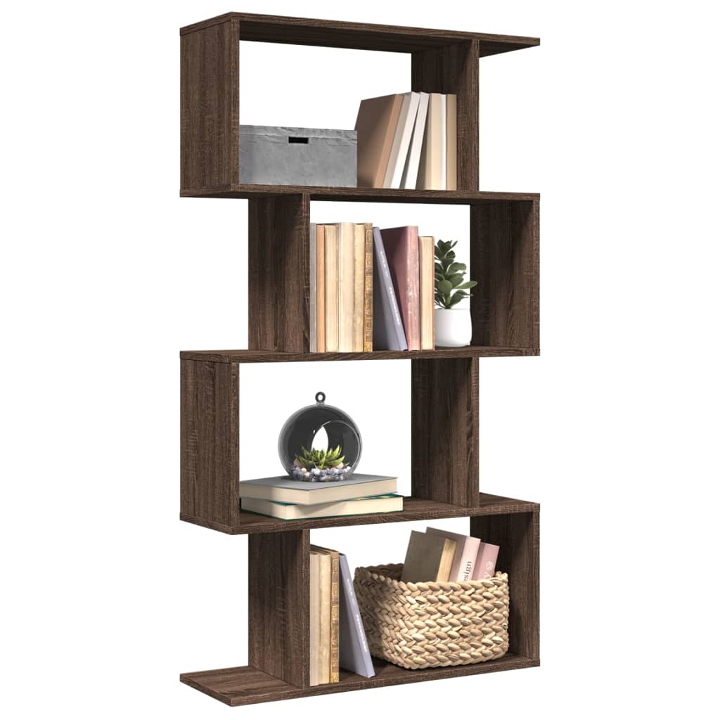 Vetonek Librería divisora 4 niveles madera marrón roble 70x24x129 cm