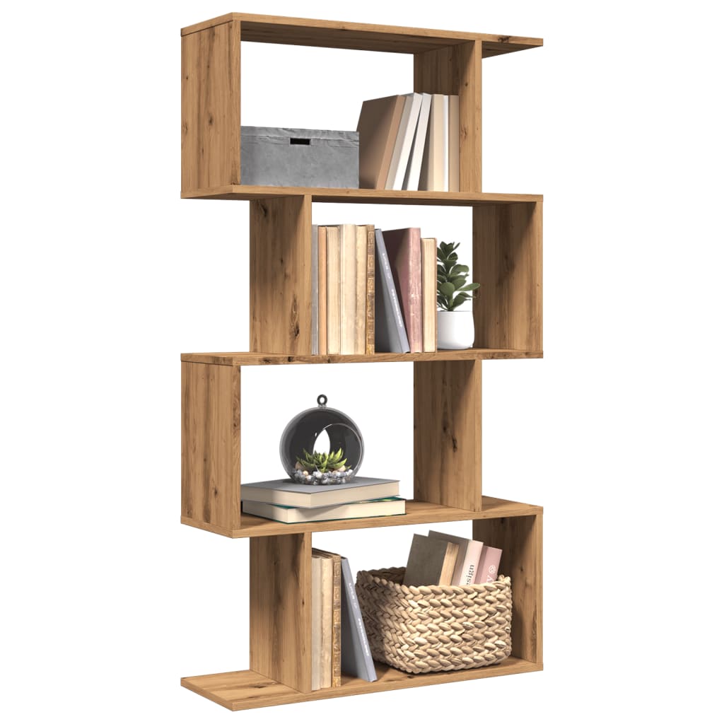 Vetonek Librería divisora 4 niveles madera roble artisan 70x24x129 cm