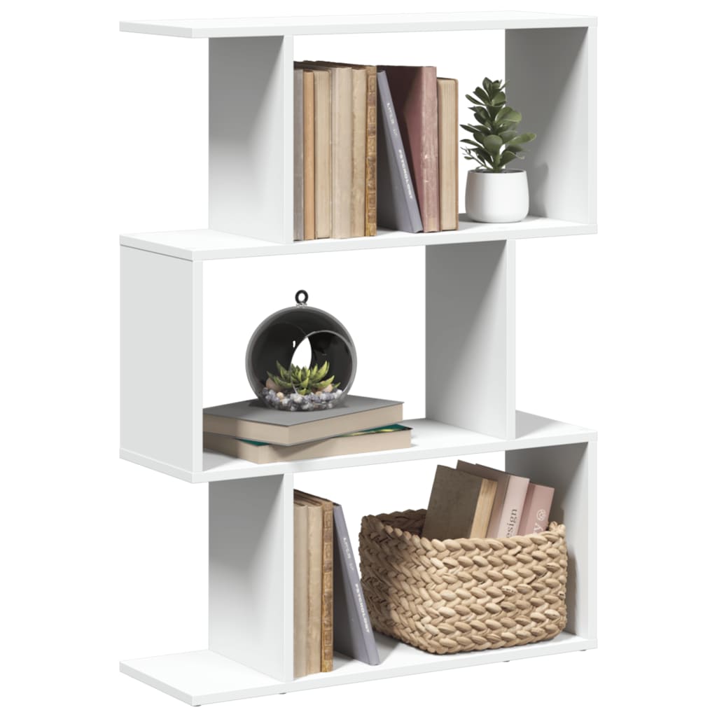 Vetonek Librería divisor 3 niveles madera ingeniería blanco 70x24x97 cm