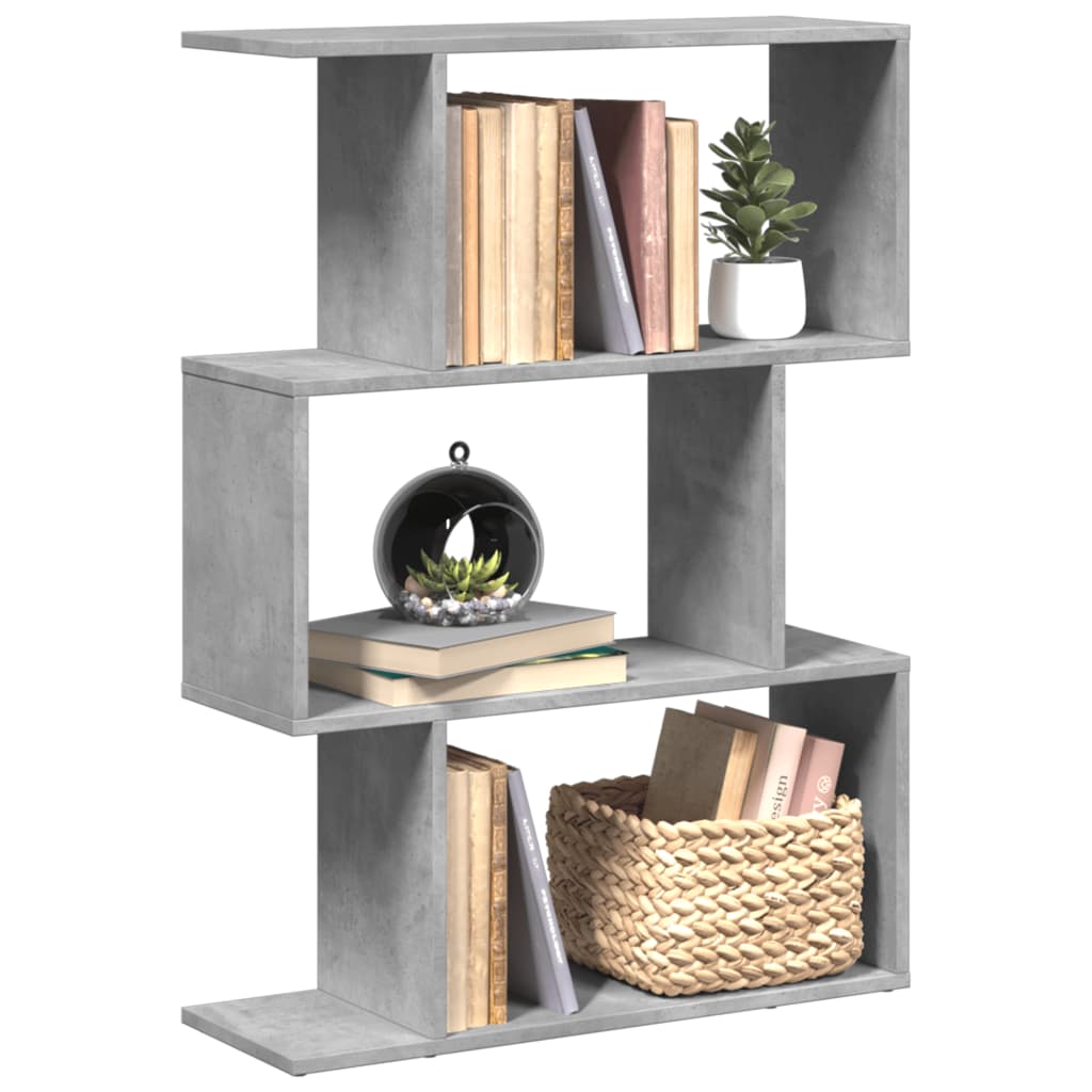 Vetonek Librería divisora 3 niveles madera gris hormigón 70x24x97 cm