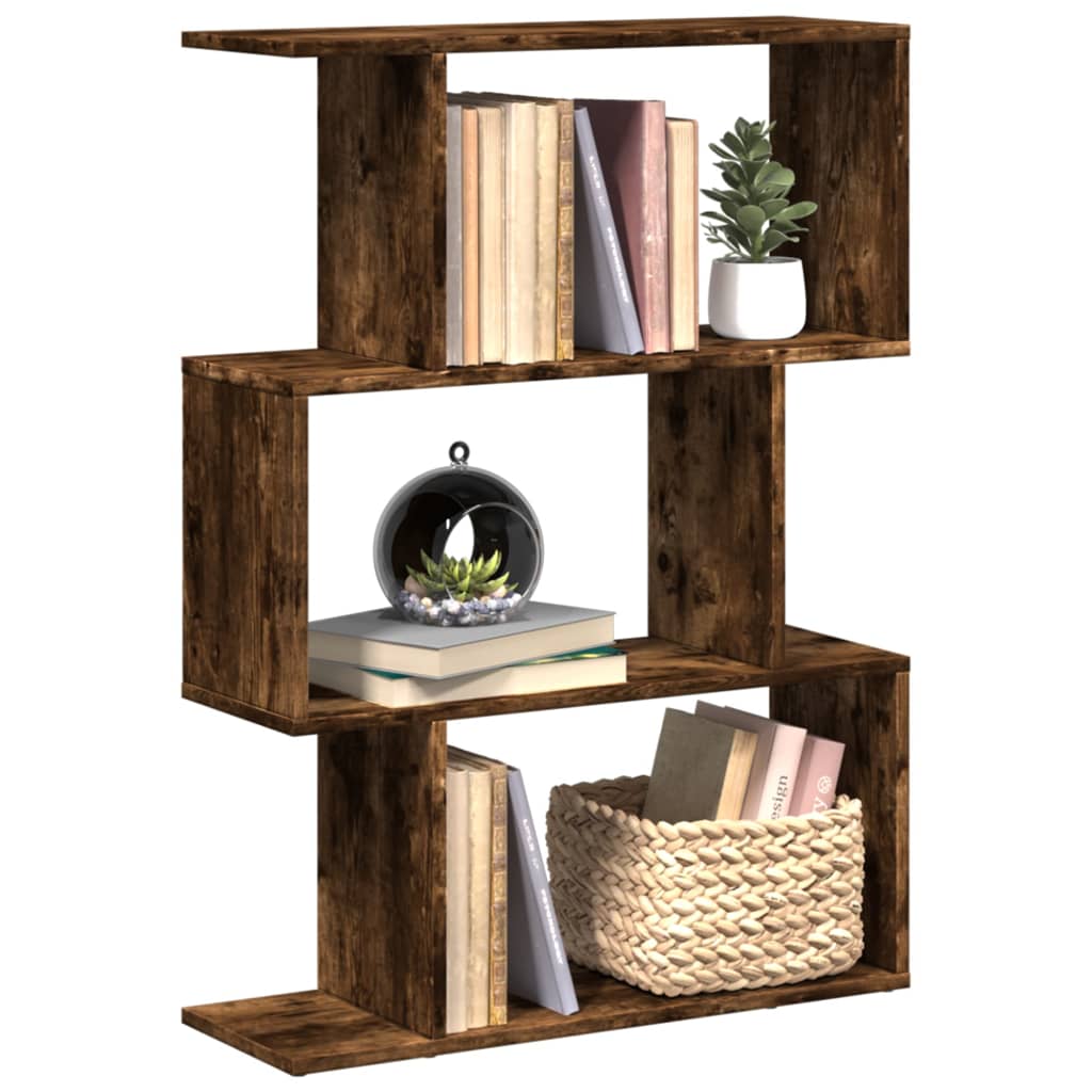 Vetonek Librería divisora 3 niveles madera roble ahumado 70x24x97 cm