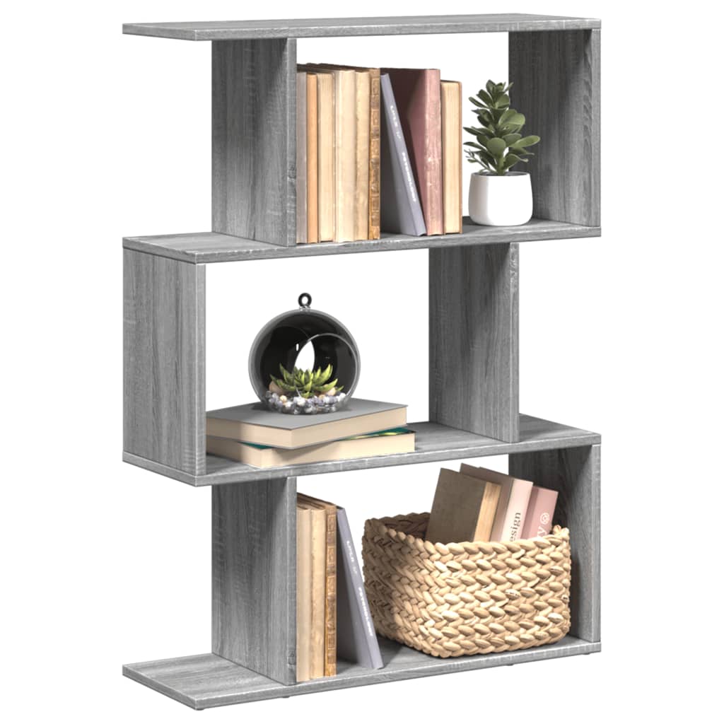 Vetonek Librería divisora 3 niveles madera gris Sonoma 70x24x97 cm