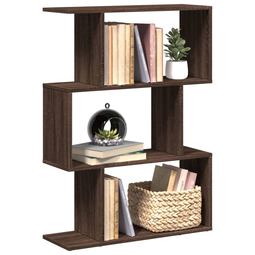 Vetonek Librería divisora 3 niveles madera marrón roble 70x24x97 cm