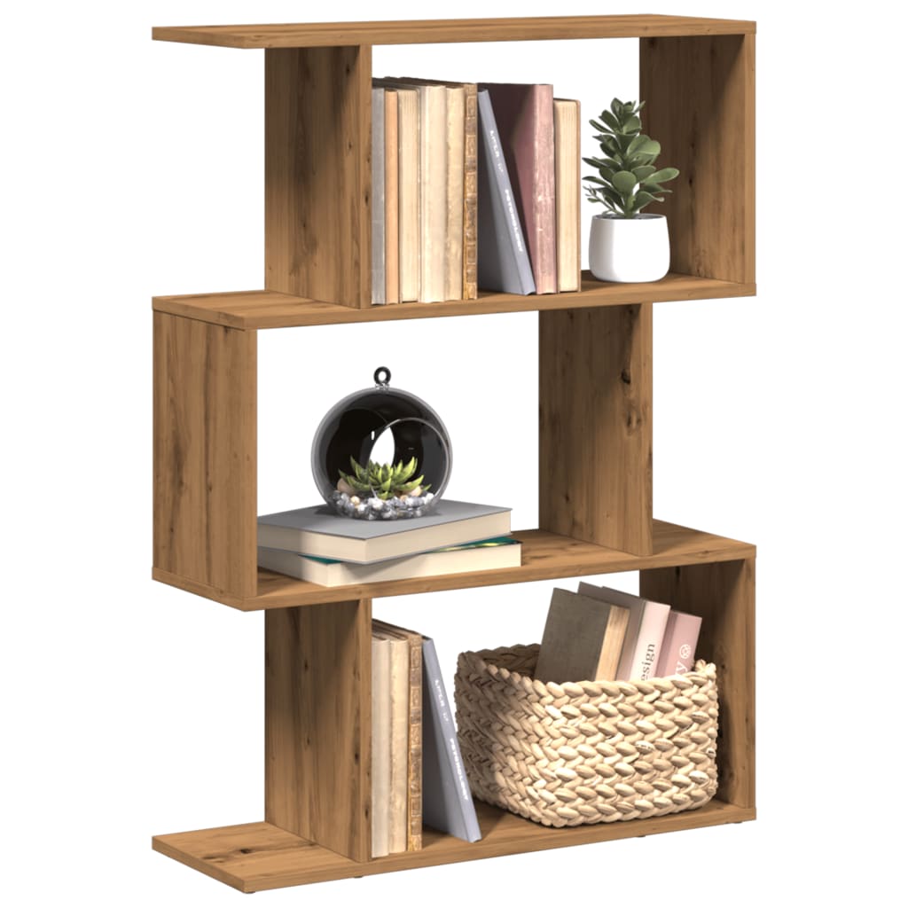 Vetonek Librería divisora 3 niveles madera roble artisan 70x24x97 cm