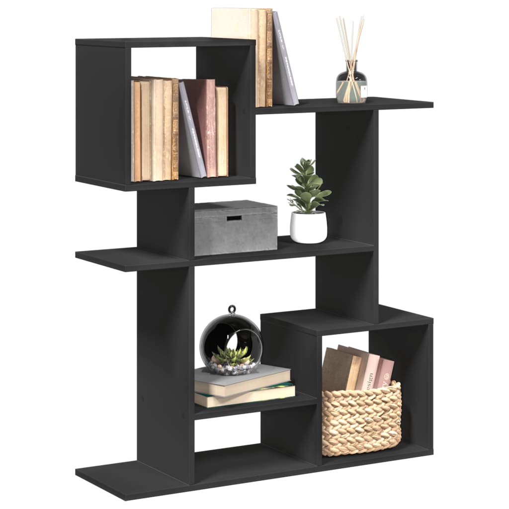 Vetonek Librería divisora madera de ingeniería negra 92x29x112 cm