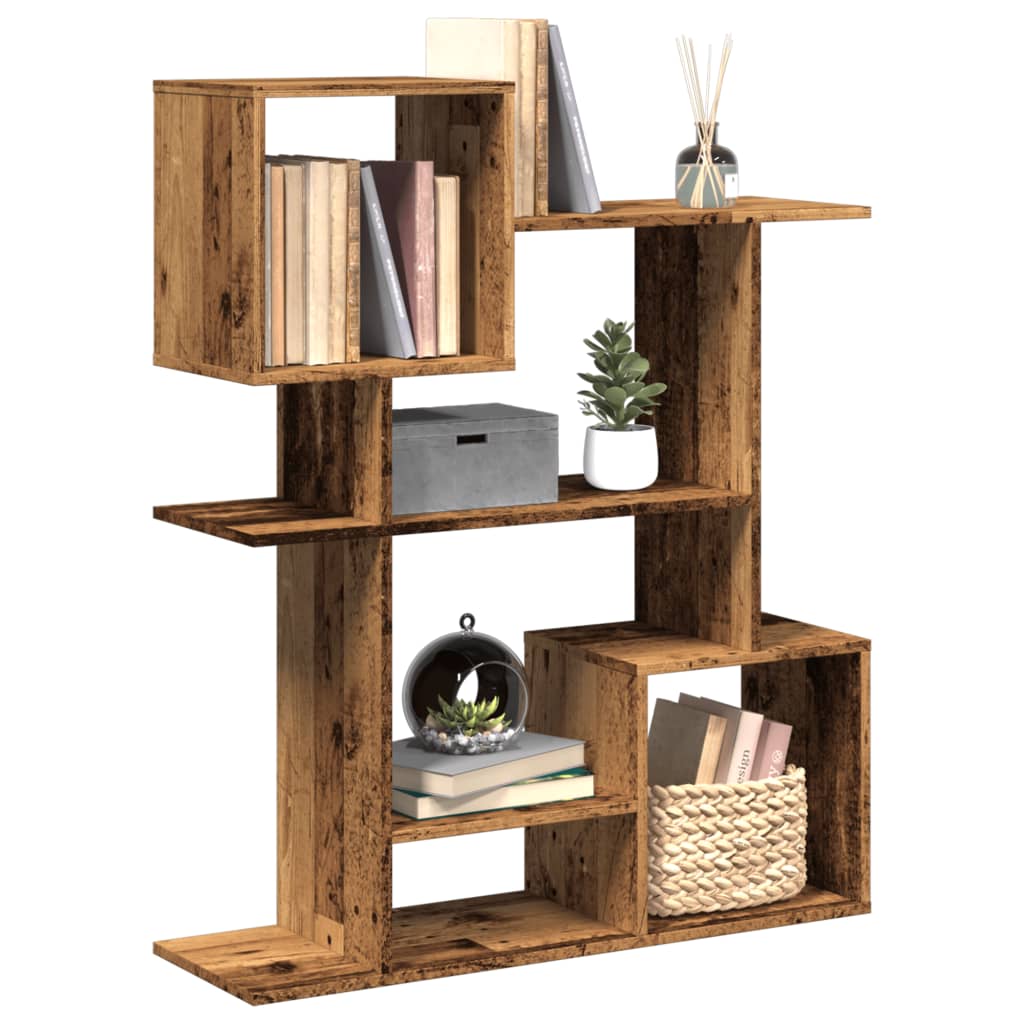 Vetonek Librería divisora madera ingeniería envejecida 92x29x112 cm