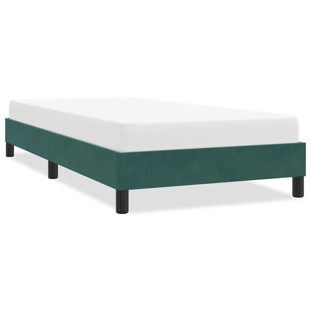 Vetonek Estructura cama sin colchón terciopelo verde oscuro 100x220 cm