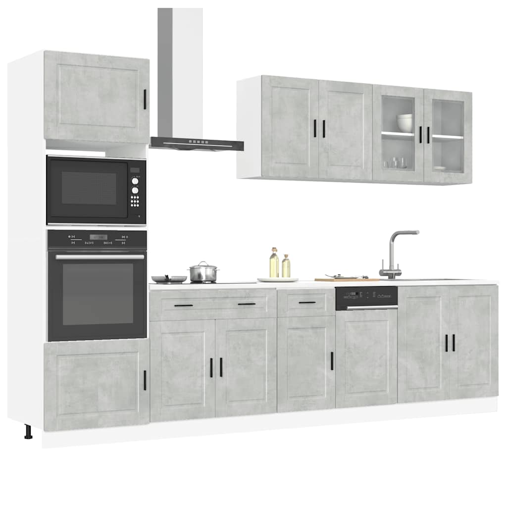 Vetonek Mueble cocina Kalmar gris hormigón 7 pzas madera contrachapada