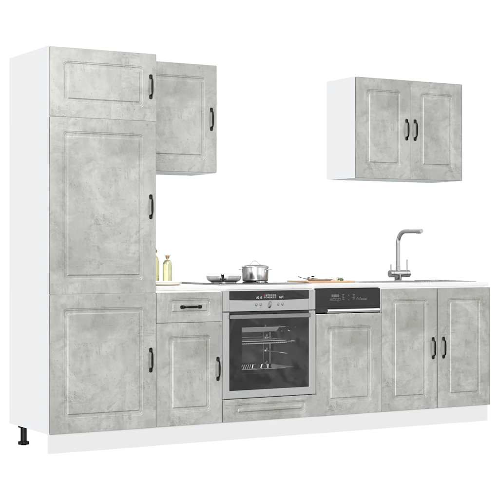 Vetonek Mueble cocina Kalmar gris hormigón 7 pzas madera contrachapada