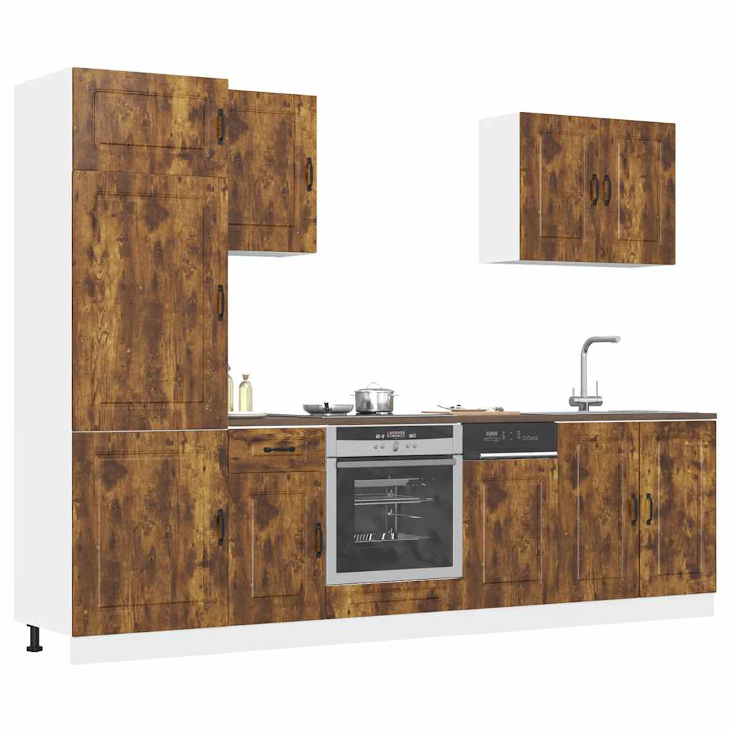 Vetonek Mueble cocina Kalmar roble ahumado 7 pzas madera contrachapada