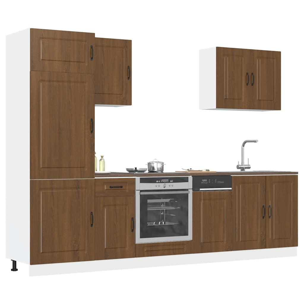 Vetonek Mueble cocina Kalmar roble marrón 7 pzas madera contrachapada