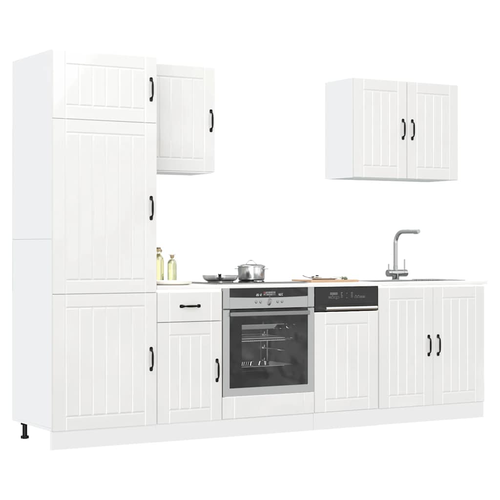 Vetonek Mueble cocina Kalmar blanco de alto brillo 7 pzas