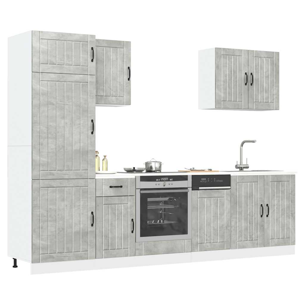 Vetonek Mueble cocina Kalmar gris hormigón 7 pzas madera contrachapada