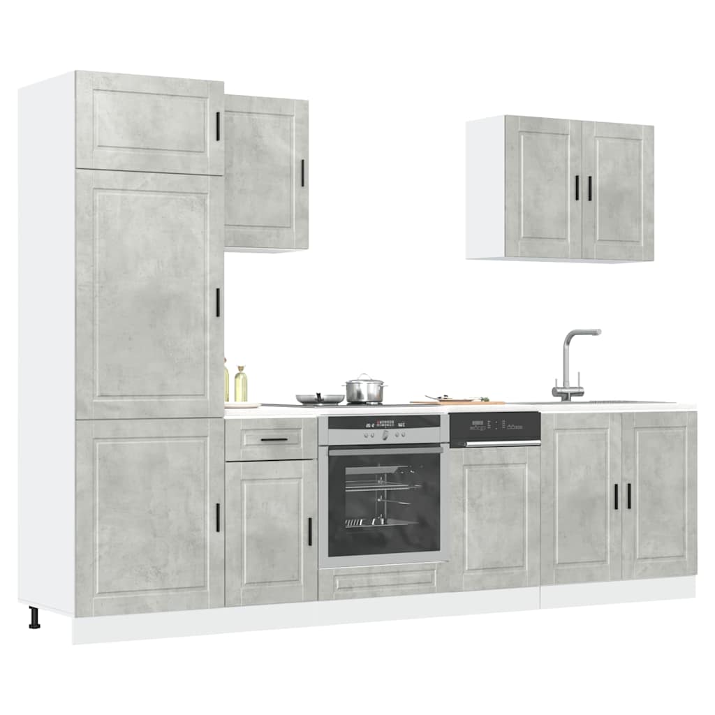 Vetonek Mueble cocina Kalmar gris hormigón 7 pzas madera contrachapada