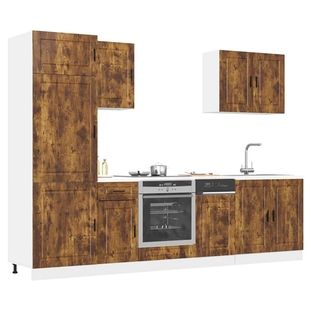 Vetonek Mueble cocina Kalmar roble ahumado 7 pzas madera contrachapada