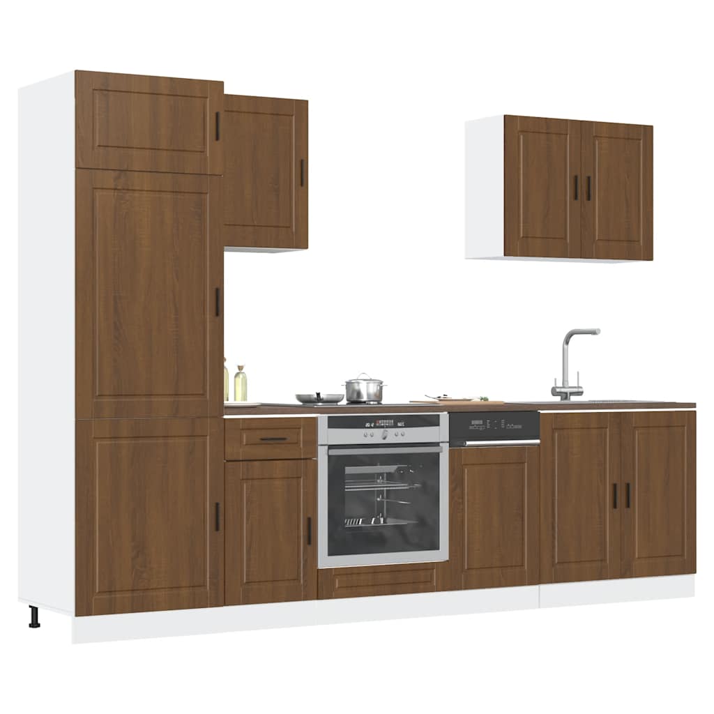 Vetonek Mueble cocina Kalmar roble marrón 7 pzas madera contrachapada