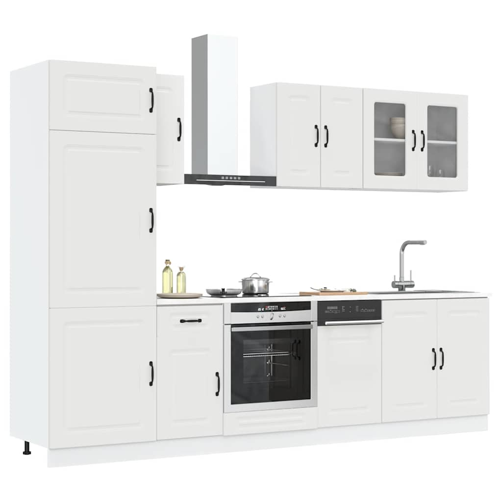 Vetonek Mueble de cocina Kalmar blanco 8 piezas madera contrachapada