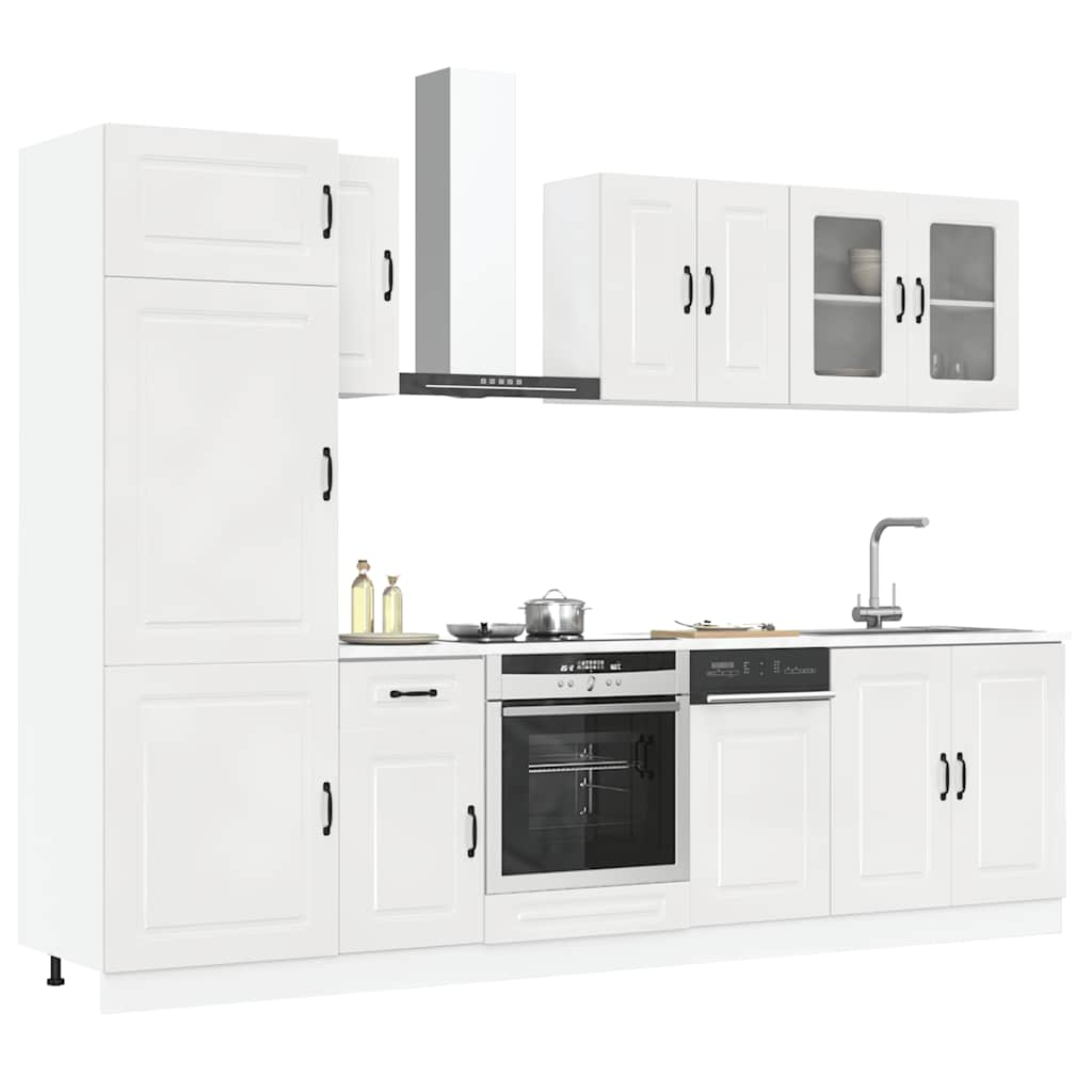 Vetonek Mueble cocina Kalmar blanco de alto brillo 8 pzas