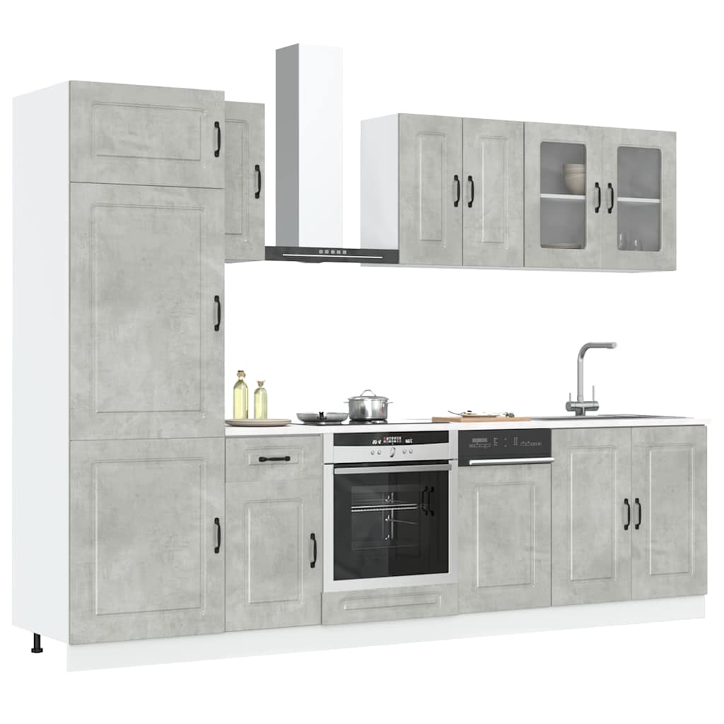 Vetonek Mueble cocina Kalmar gris hormigón 8 pzas madera contrachapada