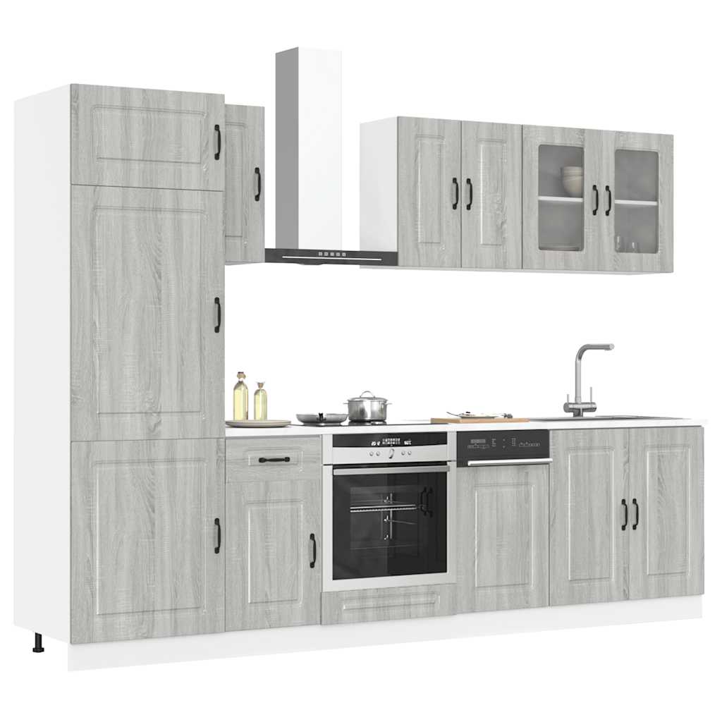 Vetonek Mueble cocina Kalmar sonoma gris 8 pzas madera contrachapada