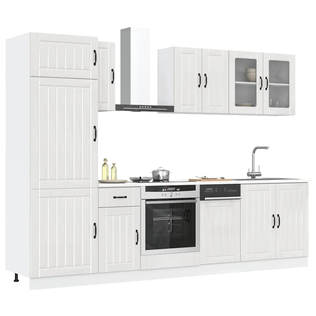 Vetonek Mueble cocina Kalmar blanco de alto brillo 8 pzas