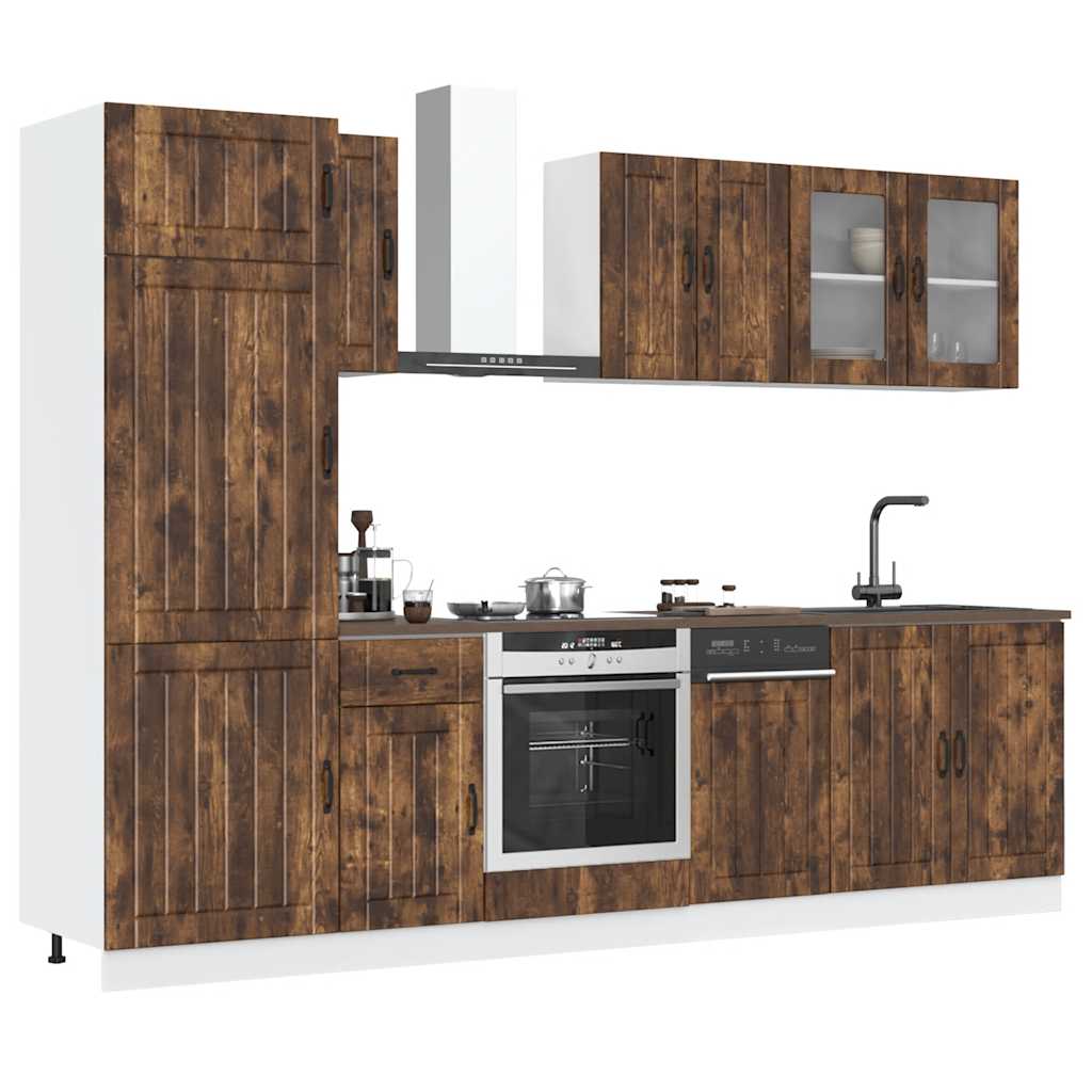 Vetonek Mueble cocina Kalmar roble ahumado 8 pzas madera contrachapada