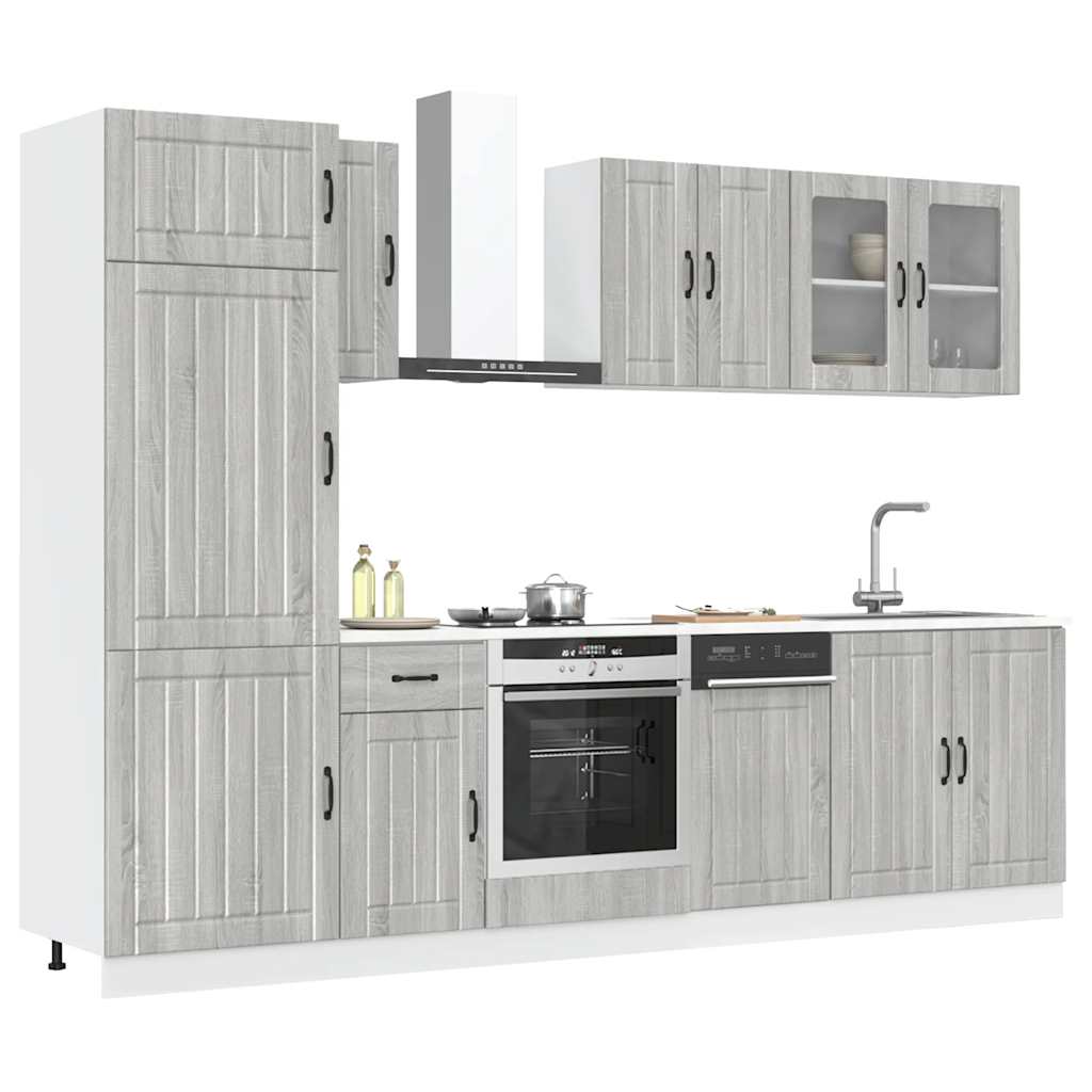 Vetonek Mueble cocina Kalmar sonoma gris 8 pzas madera contrachapada